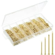 Mr. Pen- Nail Assortment Kit, 1200 Pcs, 4 Sizes, Gold, Small Nails for Hanging Pictures