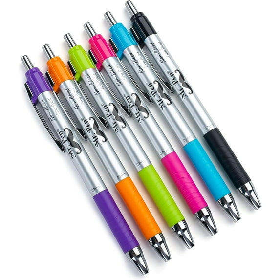 Mr. Pen No Bleed Pens, Bible Pens, Fine Tip, Assorted Color, Pack of 6