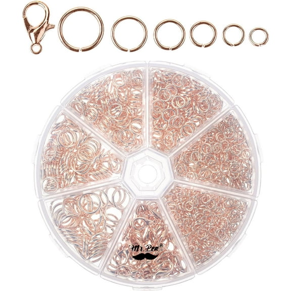 Mr. Pen- Open Jump Rings, Rose Gold, 1014 pcs, 6 Sizes Open Jump Rings for Jewelry Making