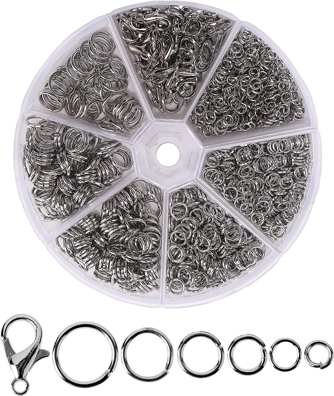 Mr. Pen- Open Jump Rings, Silver, 1014 pcs, 6 Sizes Open Jump Rings for Jewelry Making