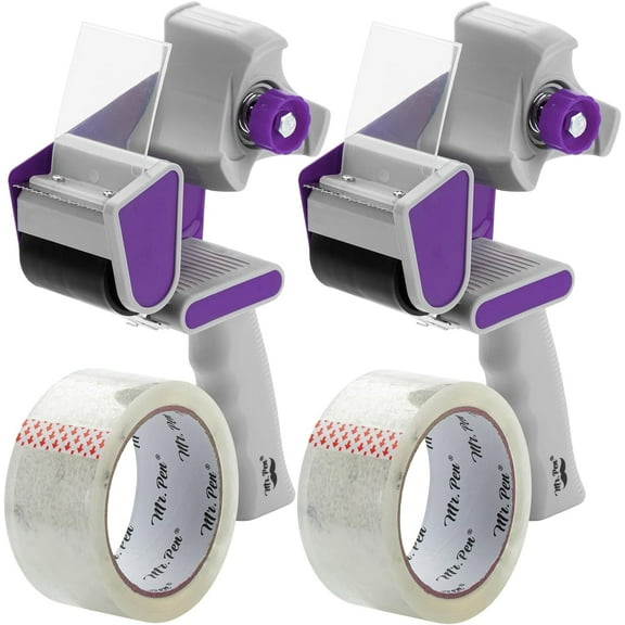 Mr. Pen- Packing Tape Dispenser Gun 2-Inch, 2 Pack with 2 Rolls Tape, Purple Heavy Duty Packing Tape with Dispenser, Packaging Tape
