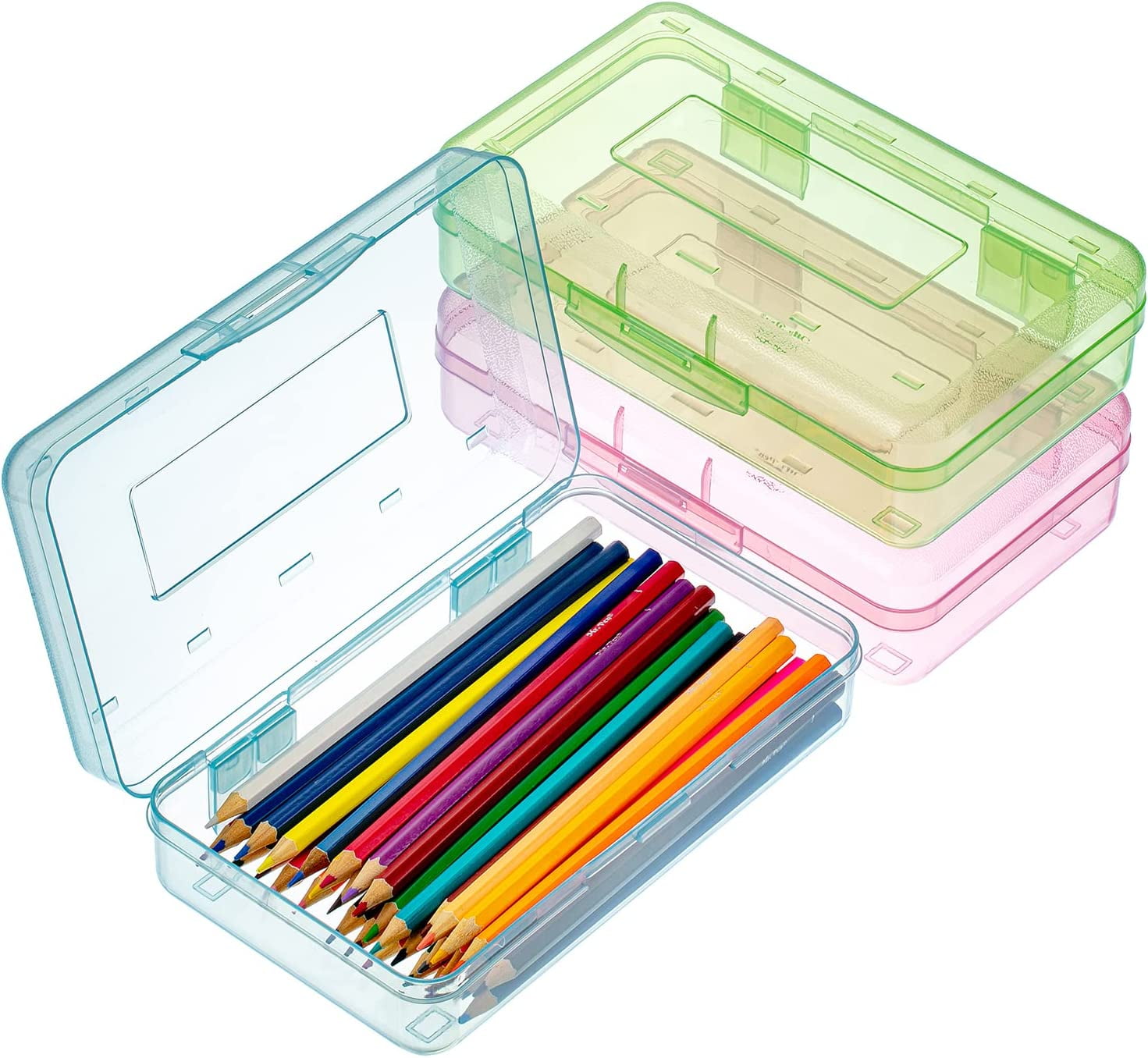 Transparent Desk Pen Pencil Case For Sketching Tools, Plastic Large  Capacity Colored Pencil Crayon Marker Storage Container
