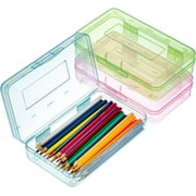 Mr. Pen- Pencil Box, 3 Pack, Assorted Colors, Plastic Crayon Box, Pencil Cases, Clear Pencil Case, Plastic Pencil Case