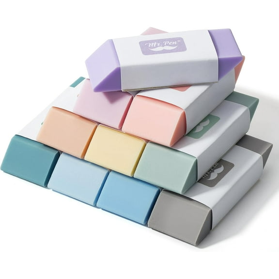 Mr. Pen Pencil Eraser, Morandi colors, 10 Pack
