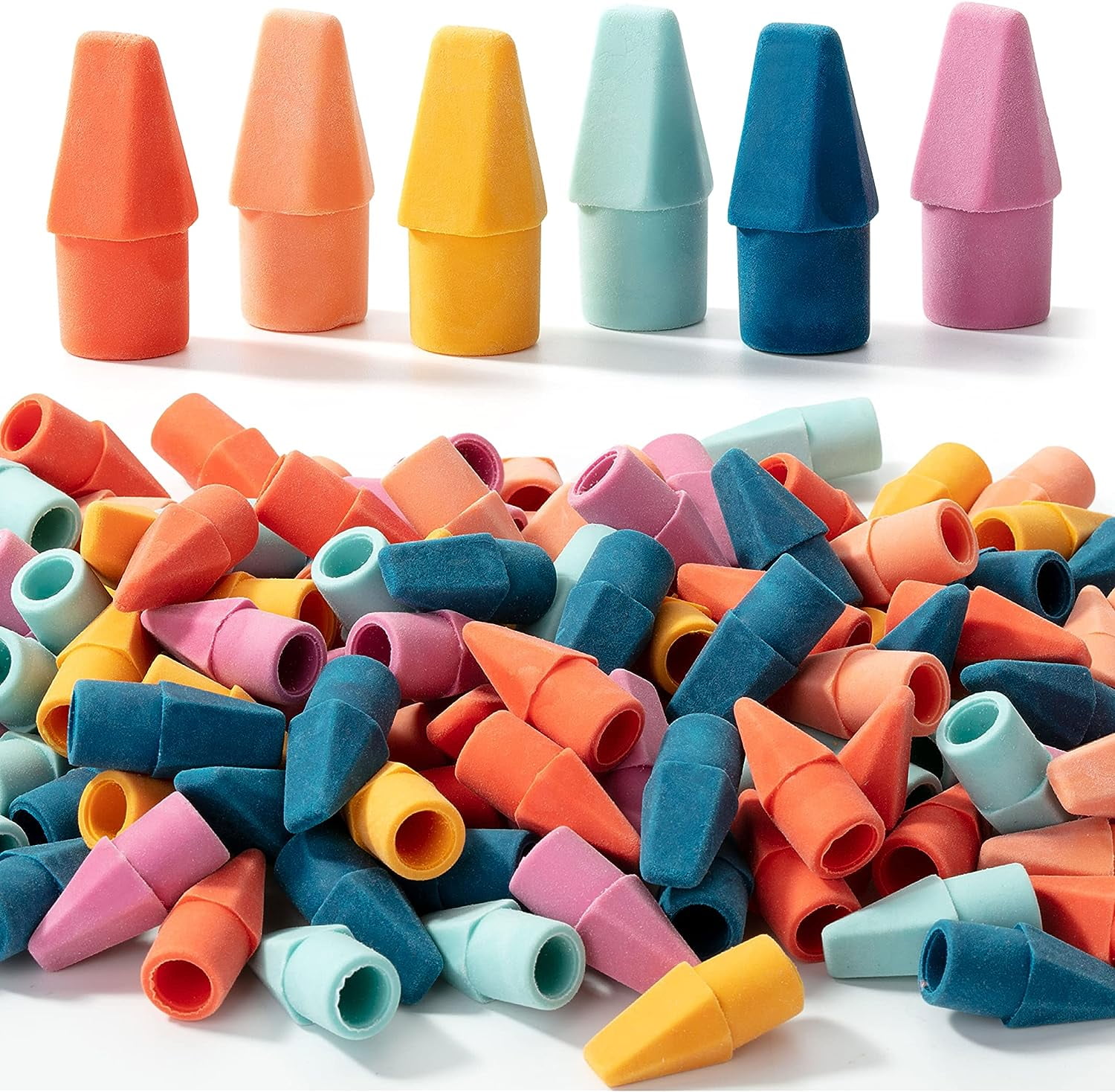 Vintage Multicolor Latex-Free Rubber Pencil Cap Erasers, 120 Pack