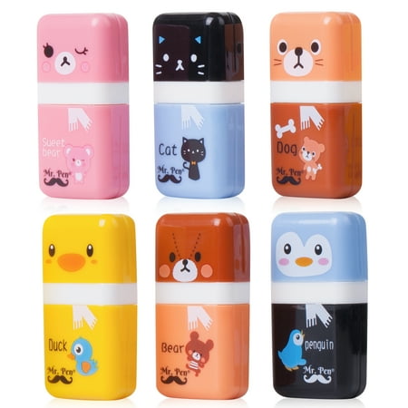 Mr. Pen Pencil Erasers with Cover and Roller, A, 6 Pack