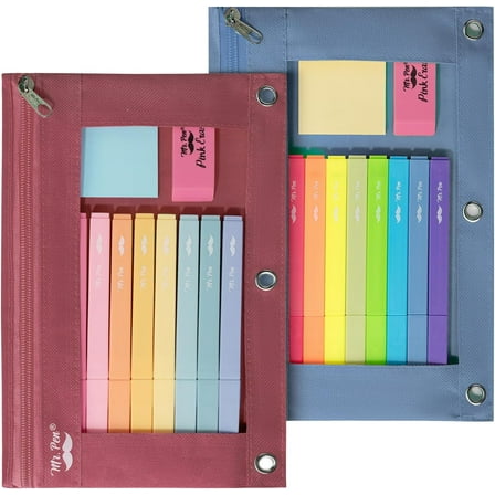 Mr. Pen- Pencil Pouch, 2 Pack, Pencil Pouches, Pencil Pouch for 3 Ring Binder Pencil Pouch, Pencil Cases, Flat Pencil Case for Binder Pouch