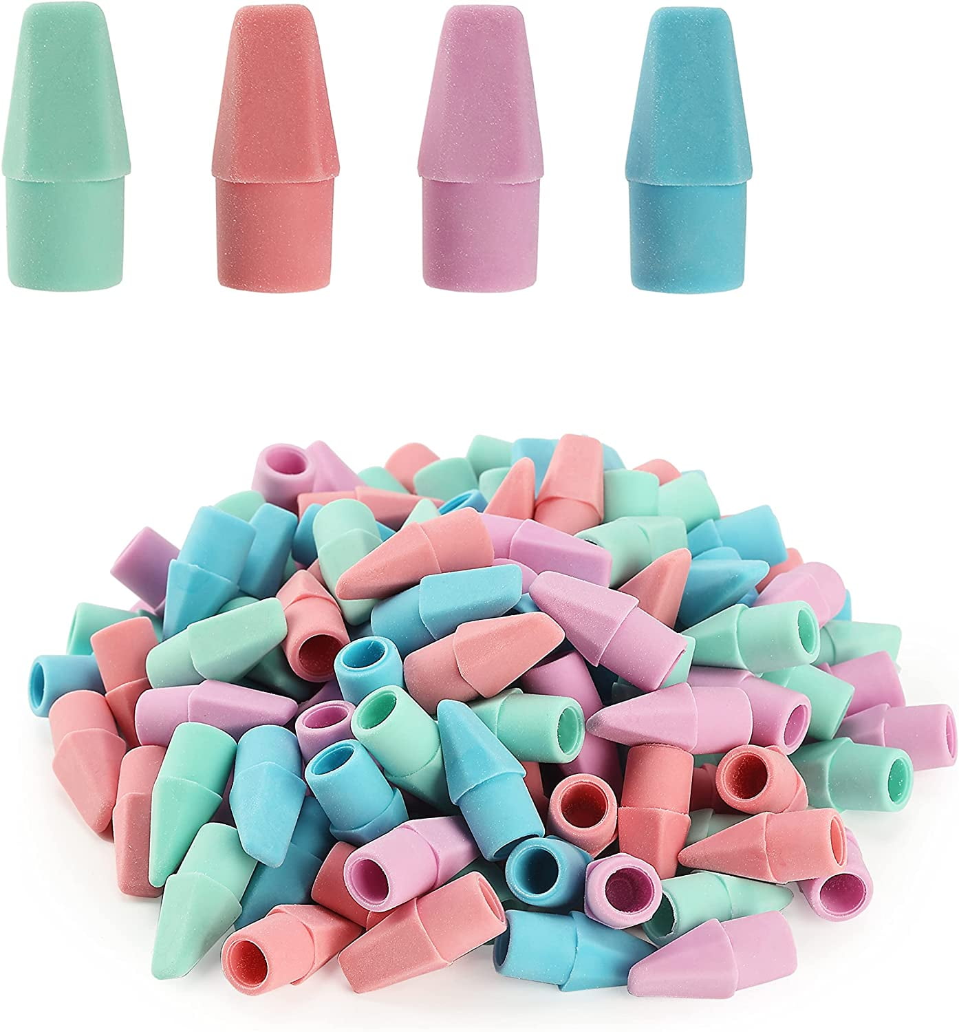 Pastel Rubber Pencil Cap Erasers, 120 Pack, Rectangular Shape