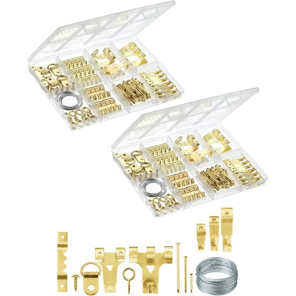 Mr. Pen- Picture Hanging Kit, 410pc, Gold, Picture Hangers, Nails for Hanging Pictures