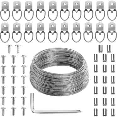 TAIANJI 4 Pcs Picture Hanging Wires With Hook Adjustable Stainless Steel Wire Ropes 1.5mm X 2m Heavy Duty Hanging Wire For Mirror, Light/Lamp, Curtain, Washing Line(Bearing-load Within 25Kg