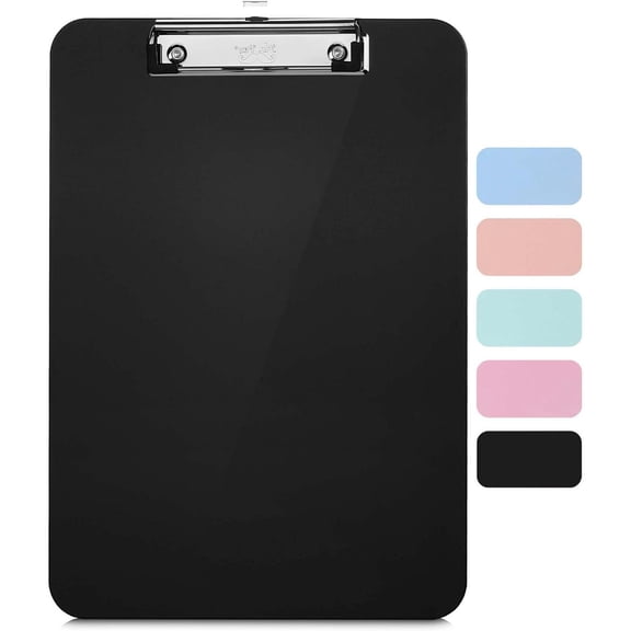 Mr. Pen- Plastic Clipboard, Letter Size, Black | Low-Profile Metal Clip with Retractable Hanging Hole for School, Office & Daily Use