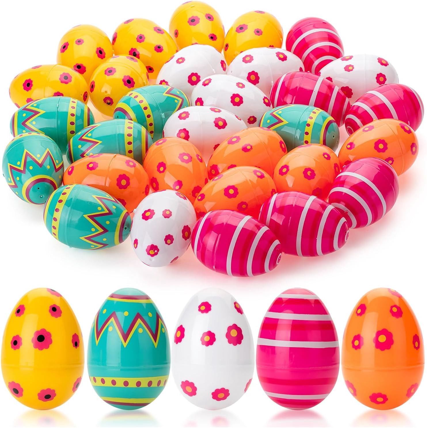 Easter Eggs With Golden Egg 1500 PCS Plastic Easter Eggs Bulk, 2.4" Empty Easter Eggs Fillable For Easter Hunt Candy Treats Basket Stuffers Fillers Surprise Eggs Theme Party Favor Decoration Happy Eggs