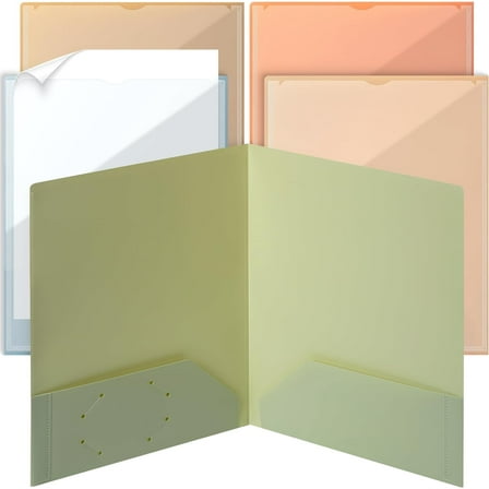 Mr. Pen- Plastic Folders with Front Pocket, 5 pcs, Assorted Colors, 2 Pocket Folder