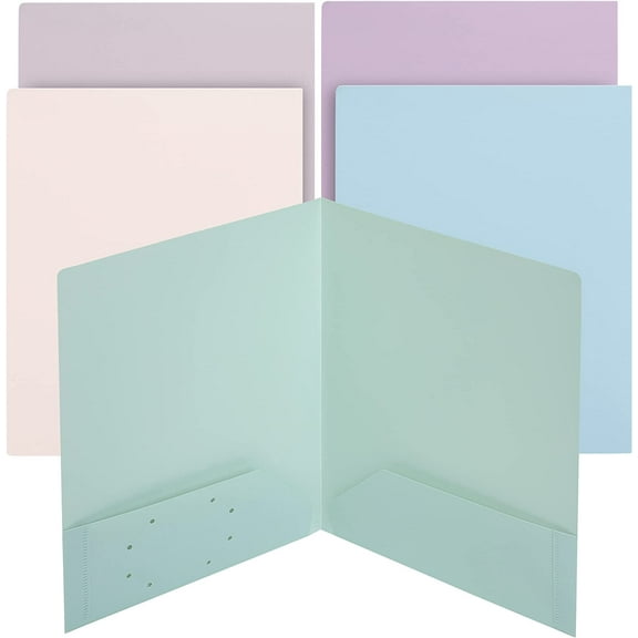 Mr. Pen- Plastic Folders with Pockets, 5 Pcs, Muted Pastel Colors, Pocket Folders, 2 Pocket Plastic Folders