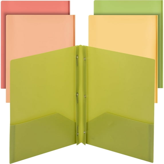 Mr. Pen- Plastic Folders with Pockets and Prong, 5 Pack, Assorted Colors