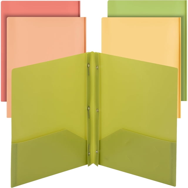 Assorted Folder Mr. Pen- Plastic Folders with Pockets and Prong, 5 Pack, Assorted ...