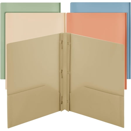 Mr. Pen- Plastic Folders with Pockets and Prong, 5 Pack, Vintage Colors, Pocket Folders