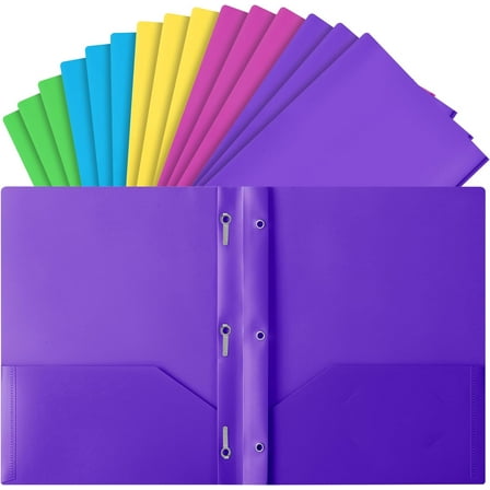 Mr. Pen- Plastic Folders with Pockets and Prongs, 15 Pack, Vibrant Colors, Pocket Folders, Folders with Prongs