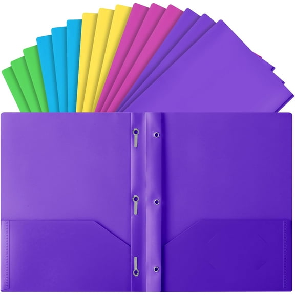 Mr. Pen- Plastic Folders with Pockets and Prongs, 15 Pack, Vibrant Colors, Pocket Folders, Folders with Prongs