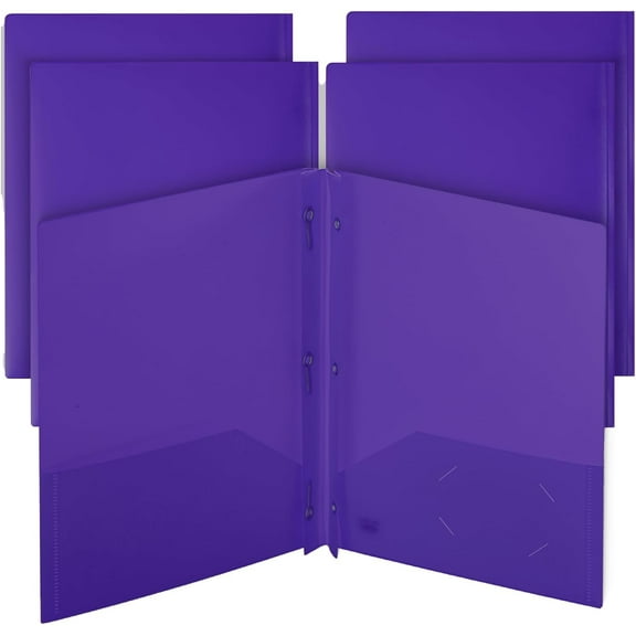 Mr. Pen- Plastic Folders with Pockets and Prongs, 5 Pack, Purple, Pocket Folders