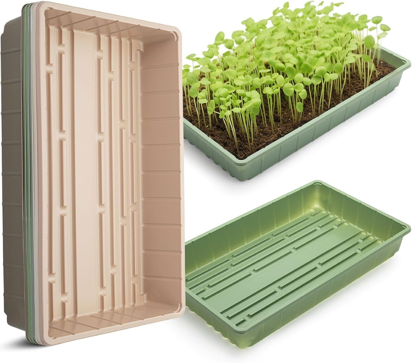 Mr. Pen- Plastic Growing Trays, 5 Pack, Assorted Colors, Plant Tray, Seed Tray, Seedling Tray