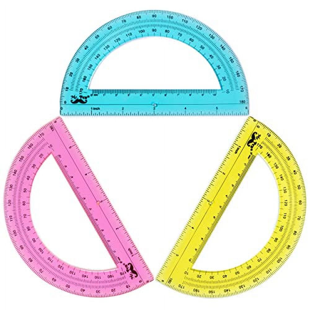 Mr. Pen Plastic Protractors, 3 Pack, 6 Inch, 180 Degrees, Colorful