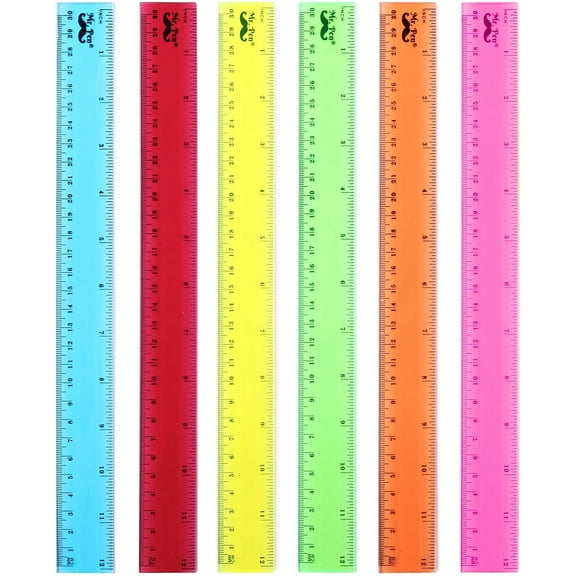 Mr. Pen Plastic Ruler Transparent, 12", 6 Pack