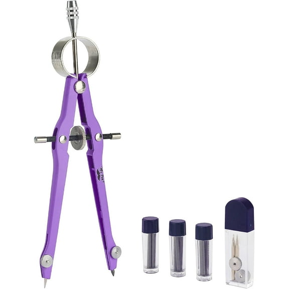 Mr. Pen- Professional Compass for Geometry, Purple with Extra Leads, Metal Compass with Lock