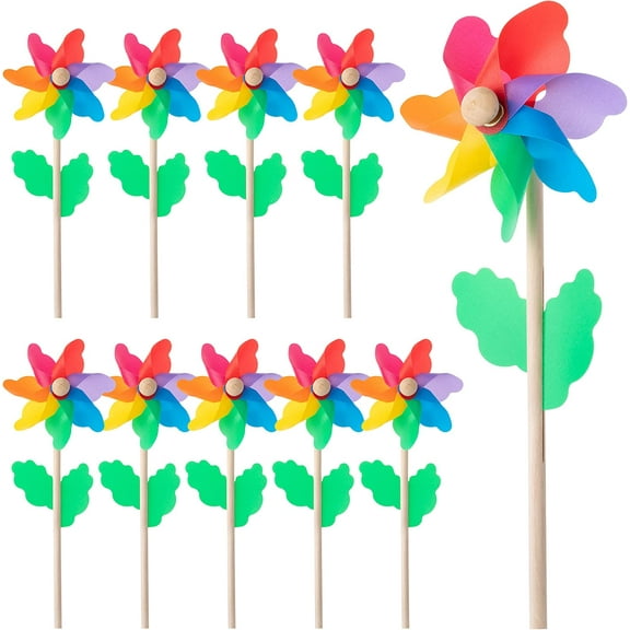 Mr. Pen- Rainbow Flower Pinwheels, 10 Pack, Pinwheels for Yard and Garden, Pinwheels for Kids