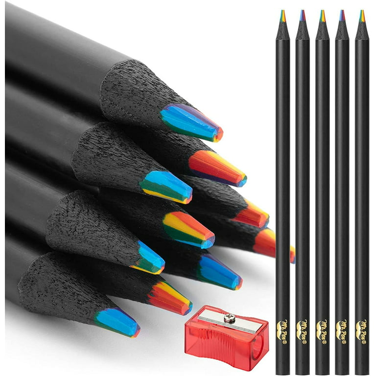 SANAKONG 7 Color in 1 Rainbow Colored Pencils, Rainbow Pencil for Kids,  Black Wooden Colored Pencil Multi Colored Pencils Bulk, Fun Gifts for Kids