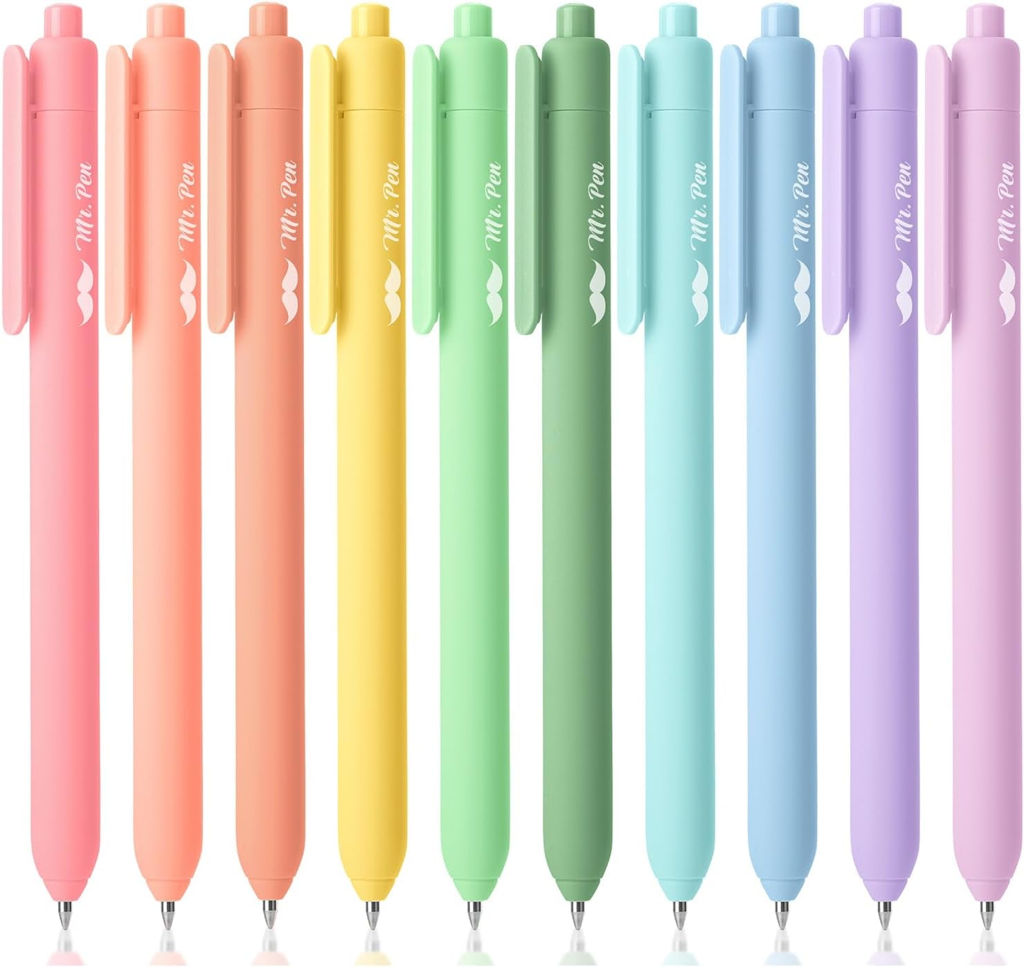 Mr. Pen- Retractable Gel Pens, 10 Pack, Pastel Color Ink Gel Pens, Gel Pens Fine Point 0.7mm, Retractable Pens