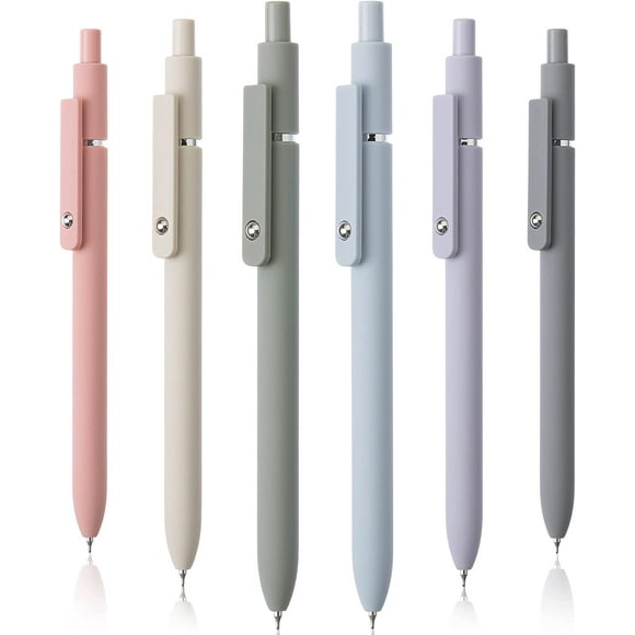 Mr. Pen- Retractable Gel Pens, 6 Pack, Morandi Barrels, Black Gel Pens, Fast Dry, Gel Pens Fine Point 0.5m
