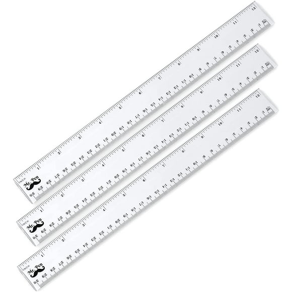 Mr. Pen- Ruler, 12 inch, Pack of 3, Clear Ruler