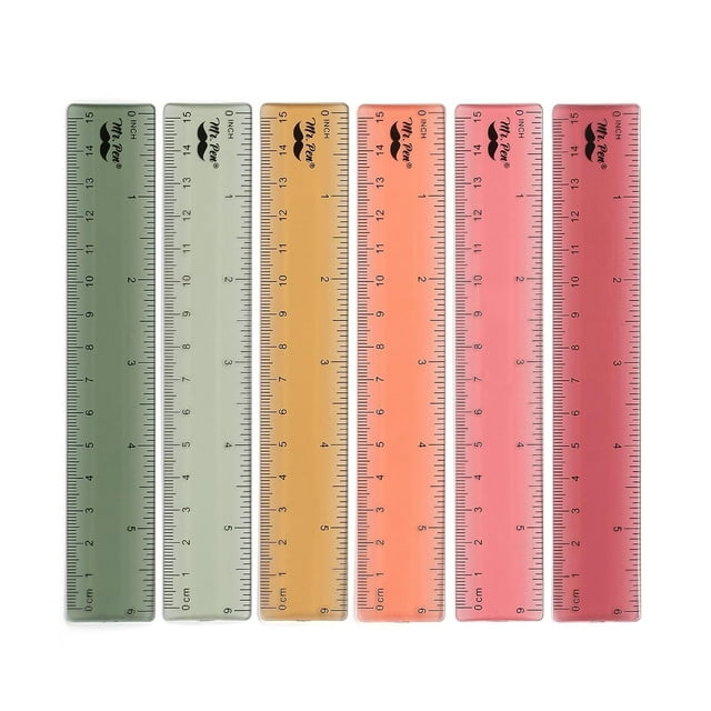 Mr. Pen- Ruler, 6 Inch, 6 Pack, Vintage Colors, Rulers for All Ages ...