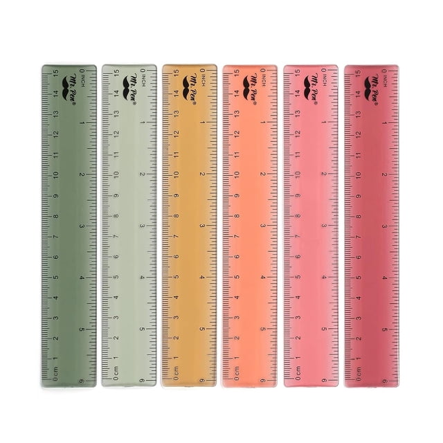 Different Color Rulers Mr. Pen- Ruler, 6 Inch, 6 Pack, Vintage Colors, Rulers for All Ages ...