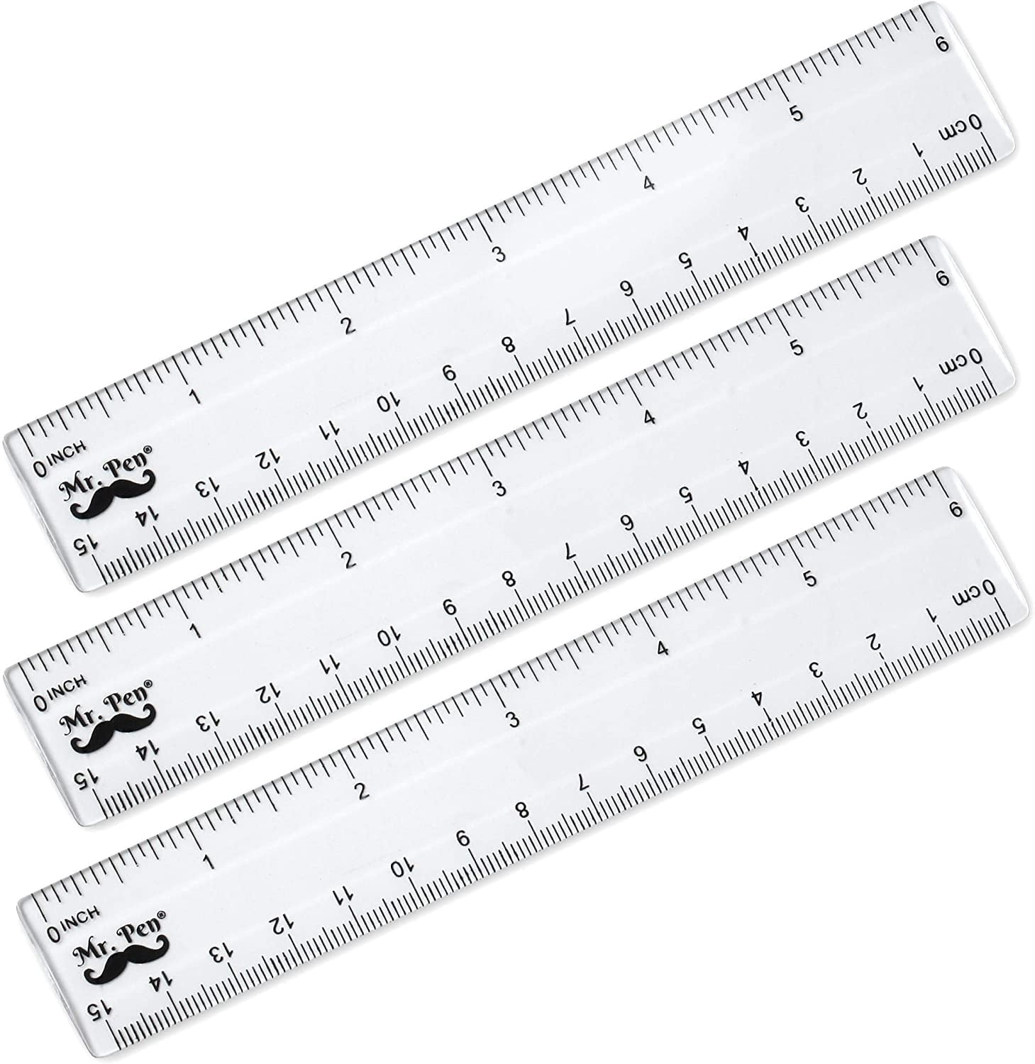 Mr. Pen- Set of 3 Clear Plastic Rulers, 6 inch, Drafting and Measuring ...