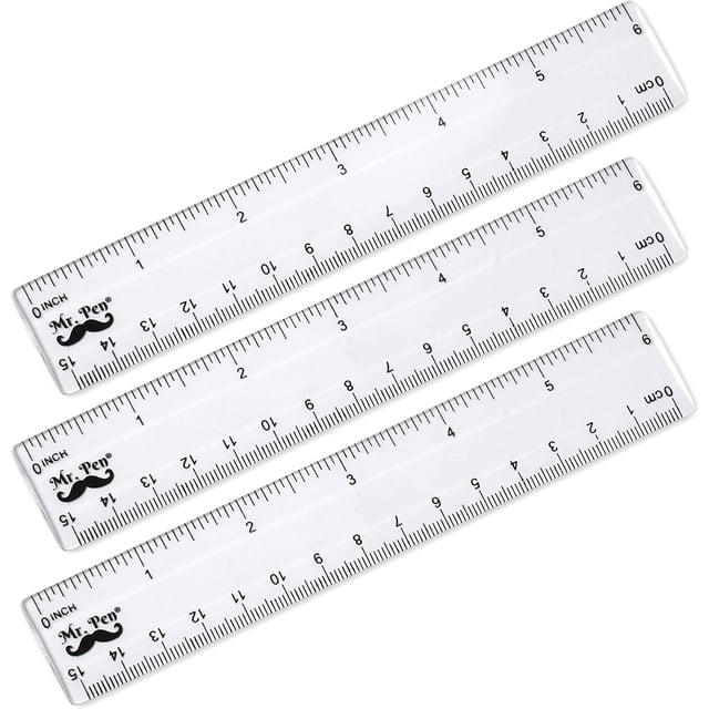 Plastic Ruler Walmart Mr. Pen- Set of 3 Clear Plastic Rulers, 6 inch, Drafting and Measuring ...