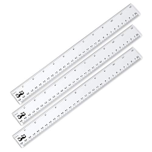 Mr. Pen Ruler, Rulers 12 inch, Pack of 3, Clear Ruler, Plastic Ruler