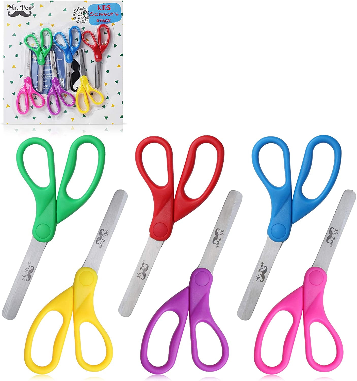 Mr. Pen- Scissors, Kids Scissors, Pack of 6, Small Scissors, 5" Scissors Kids, Craft Scissors