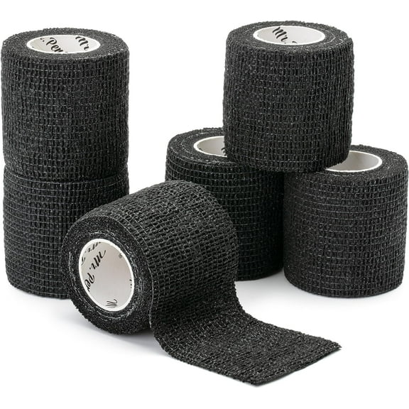 Mr. Pen- Self Adhesive Bandage Wrap, 6 Pack, Black, 2“ x 5 Yards