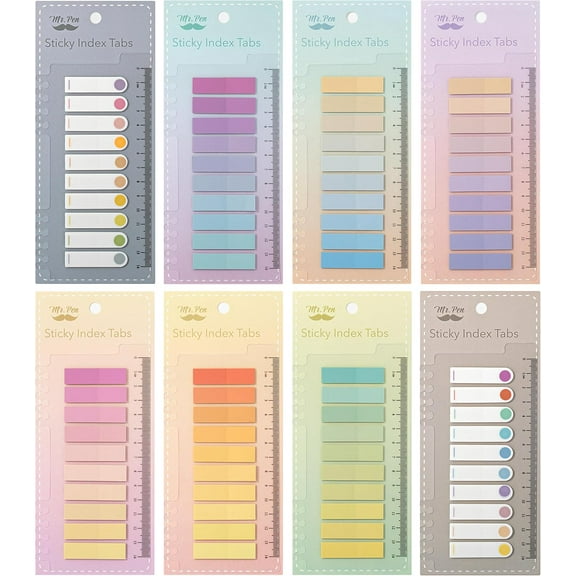 Mr. Pen Self-Adhesive Transparent Index Tabs, Multicolor, 1600 Count, 8 Pack