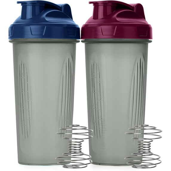 Mr. Pen- Shaker Bottles for Protein Mixes, 28 oz, 2 Pack, 2 Colors, Protein Shaker Bottle with Wire Whisk Ball