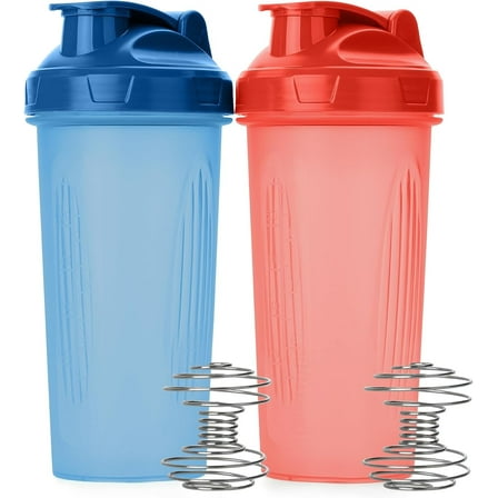 Mr. Pen- Shaker Bottles for Protein Mixes, 28 oz, 2 Pack, Red and Blue, Protein Shaker Bottle with Wire Whisk Ball, Shaker Cup