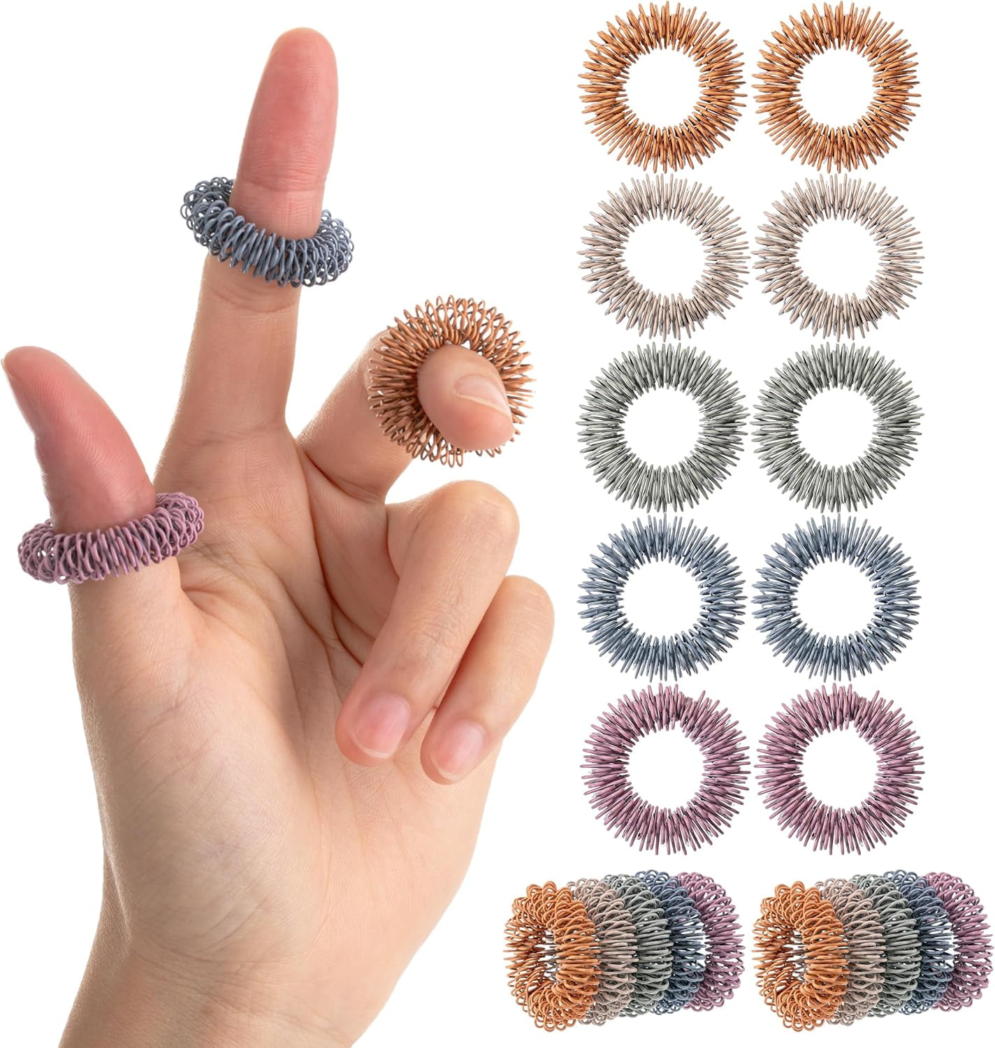 Mr. Pen- Spiky Sensory Rings, 10 Pack, Stress Relief Fidget Sensory ...