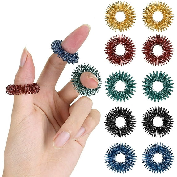 Mr. Pen- Spiky Sensory Rings, 10 Pack, Stress Relief Fidget Sensory Toys, Fidget Rings, Fidget Ring for Anxiety, Stress Relief Rings, Massager for Fidget ADHD Autism, Silent Stress Reducer Ring