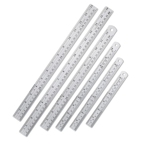 Mr. Pen- Stainless Steel Ruler, 6 pcs, 6", 8", 10", 12", 14", 16", Black, Metric Metal Ruler Set, mm Ruler
