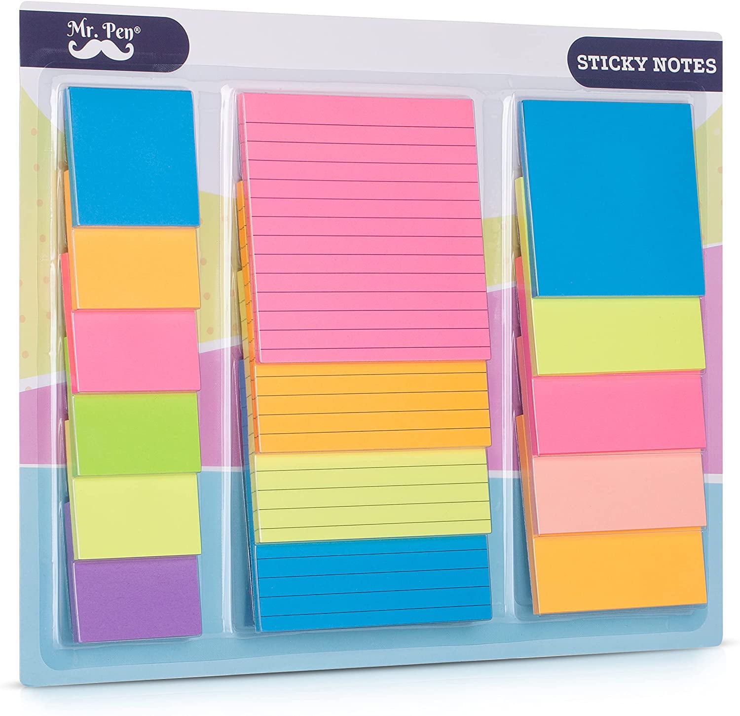 Mr. Pen- Sticky Notes Set, Assorted Sizes, 600 pcs, Colorful