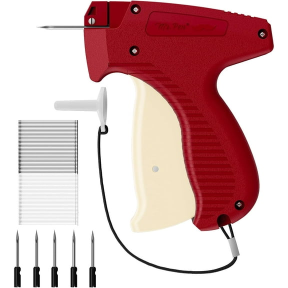 Mr. Pen- Tagging Gun, 5 Needles, 1000 Black and 1000 White 2" Barbs Fasteners, Red & White, Tagging Gun for Clothing Tag Gun for Clothes Tag Gun