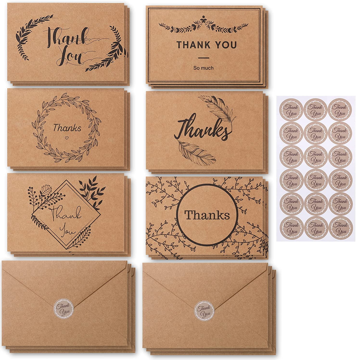 Mr. Pen Thank You Cards with Envelopes, Brown Kraft Paper, 18 Pack, 4