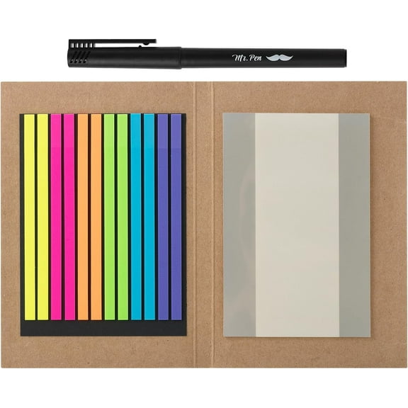 Mr. Pen Rectangle Sticky Notes Set with Transparent Highlighter Tape, Multicolor, 331 Count